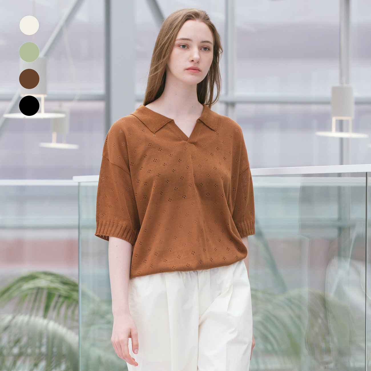 PUNCHING HALF COLLAR KNIT / 4 COLOR